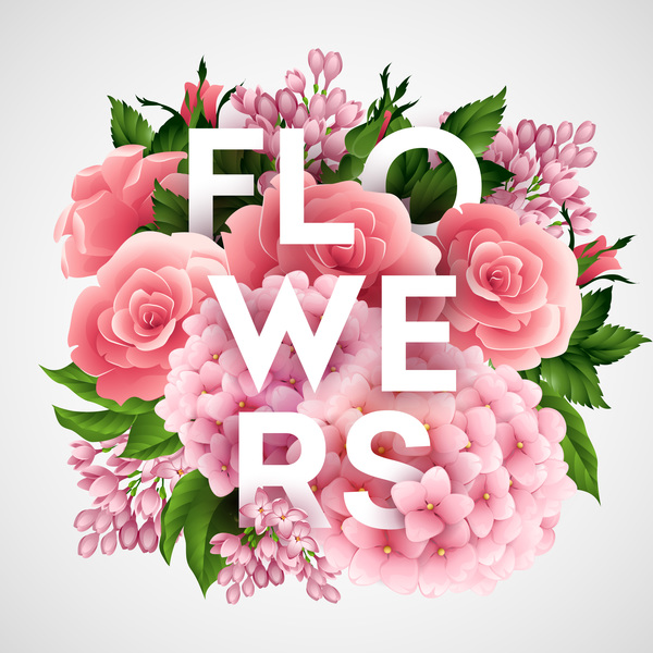 Beautiful pink flower with white background vector