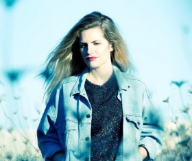 Beautiful stylish young woman in casual style Stock Photo