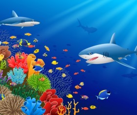 Beautiful underwater world design vector 03