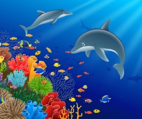 Beautiful underwater world design vector 04