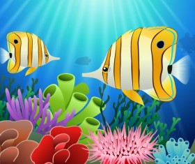 Beautiful underwater world design vector 07