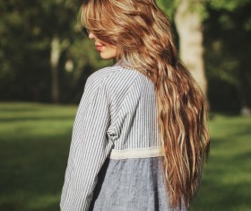 Beautiful young blonde girl in casual style Stock Photo