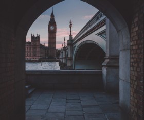 Big ben tower on river landscape Stock Photo