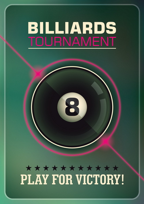 Billiards tournament poster template vector