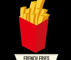 Black background with french fries illustration vector