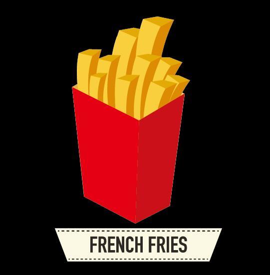 Black background with french fries illustration vector