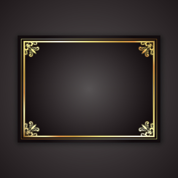 Black background with golden frame vector