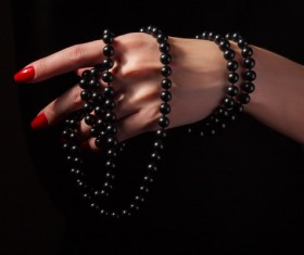 Black pearl necklace Stock Photo