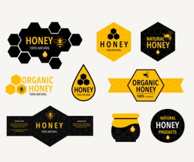Black with yellow honeycomb labels vector
