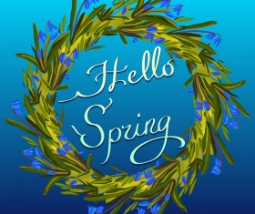 Blue background with flower wreath vector