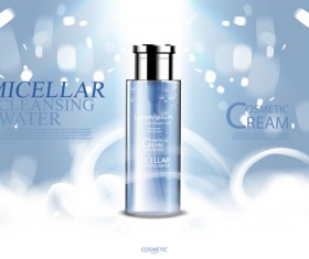 Blue cosmetic adv poster template with blurs background vector 04