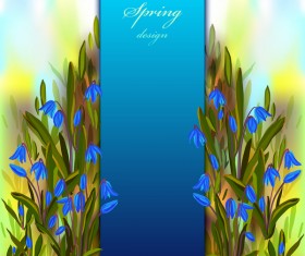 Blue flower spring background art vector 01