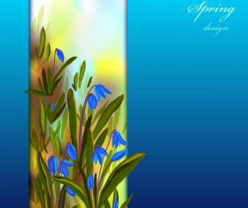 Blue flower spring background art vector 02