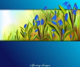 Blue flower spring background art vector 03