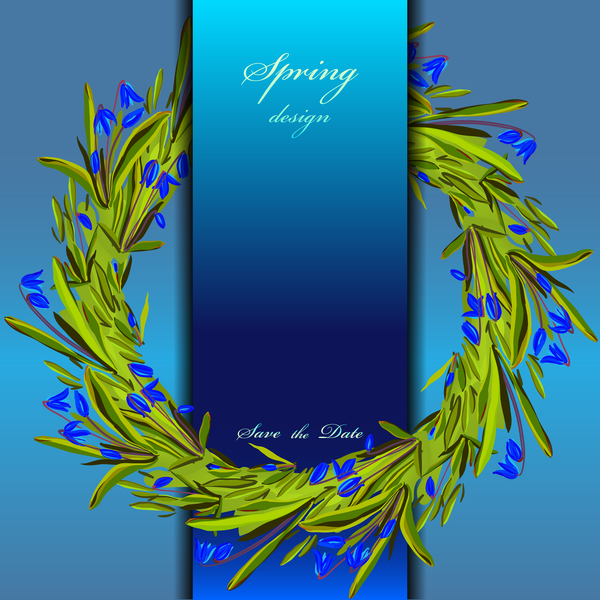 Blue flower spring background art vector 04