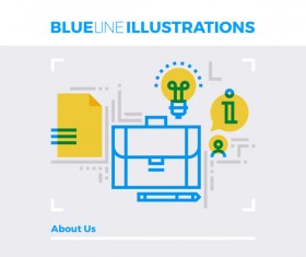 Blue line business template vector 01