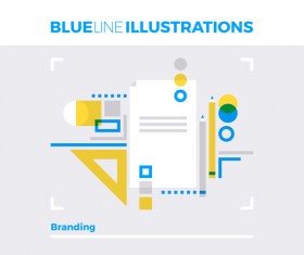 Blue line business template vector 03