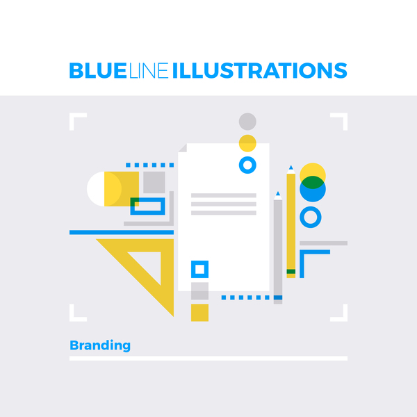 Blue line business template vector 03