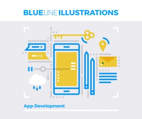 Blue line business template vector 05