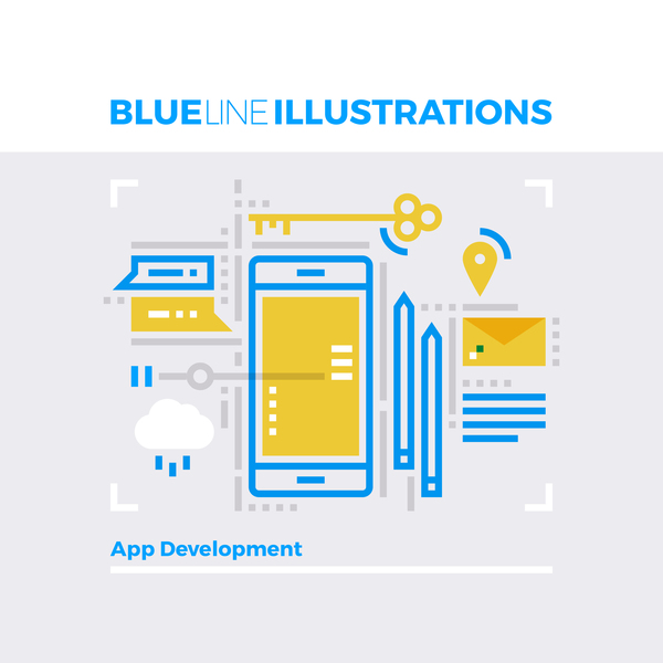 Blue line business template vector 05