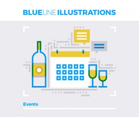 Blue line business template vector 06