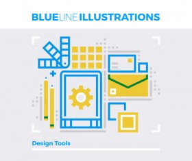 Blue line business template vector 07