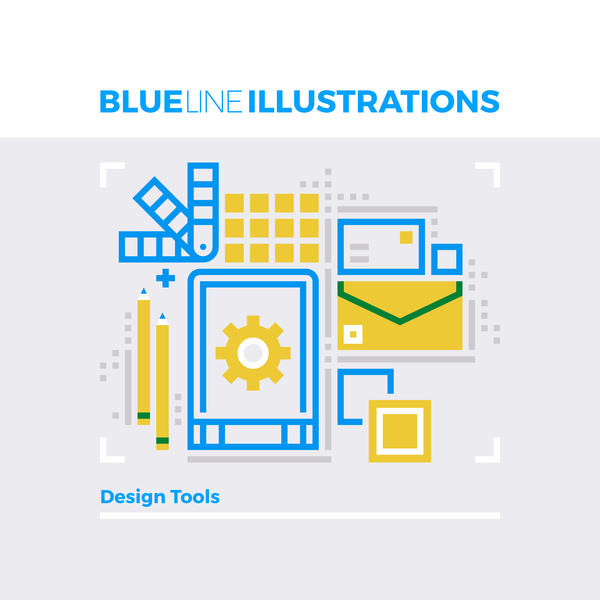 Blue line business template vector 07