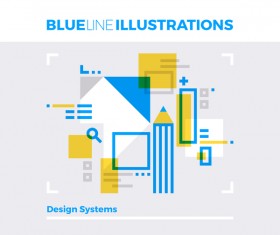 Blue line business template vector 08
