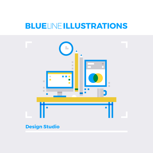 Blue line business template vector 09