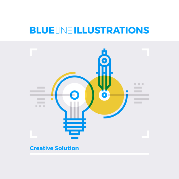 Blue line business template vector 11