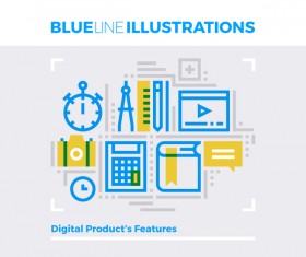 Blue line business template vector 12