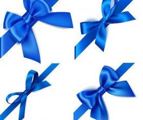 Blue ribbon bows vector material 02
