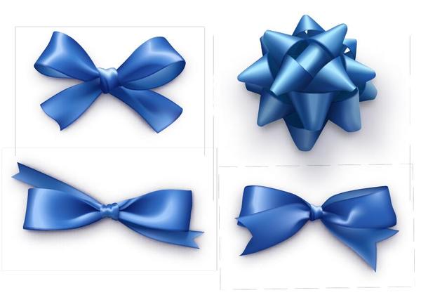 Blue ribbon bows vector material 03