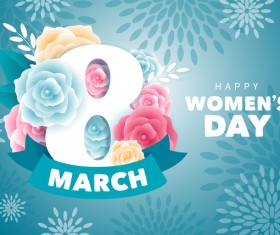 Blue style womens day card template vector 01