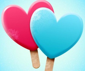 Bright heart shapes ice cream vector illustration 01