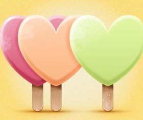 Bright heart shapes ice cream vector illustration 02