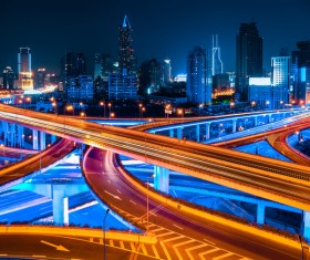 Chinas modern city at night Stock Photo 01