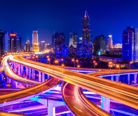 Chinas modern city at night Stock Photo 02