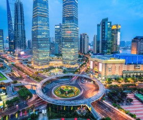 Chinas modern city at night Stock Photo 03