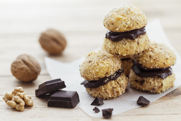 Chocolate Walnut biscuits Stock Photo 01