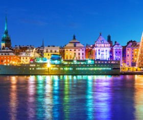 Christmas day decoration beautiful city Stock Photo 02