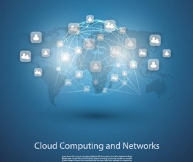 Cloud computer and network business template vector 01