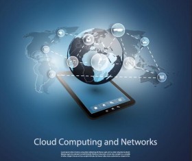 Cloud computer and network business template vector 02
