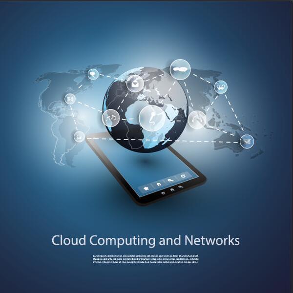 Cloud computer and network business template vector 02
