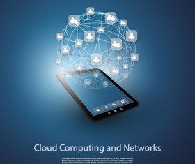 Cloud computer and network business template vector 03