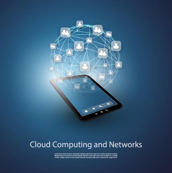 Cloud computer and network business template vector 03