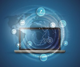 Cloud computer and network business template vector 04