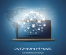 Cloud computer and network business template vector 05