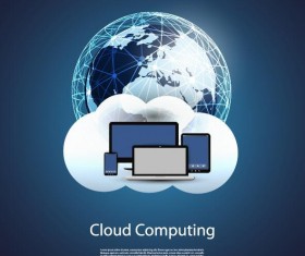 Cloud computer business template vector 01