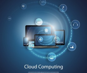 Cloud computer business template vector 02